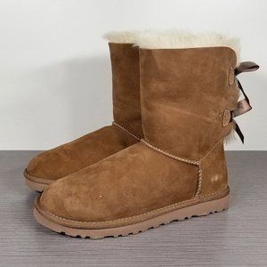 UGG Bailey Bow II Winter Boot, Chestnut Suede, Womens Size 6 US / 37